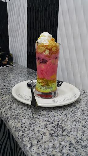 A photograph of Black & white coffee shop
