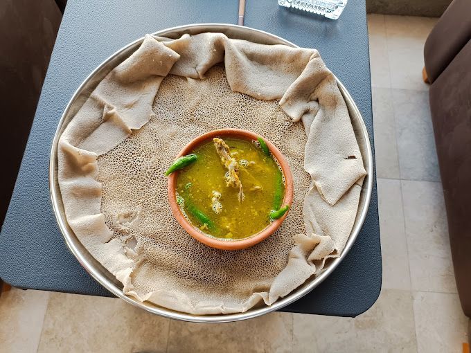 A photograph of Ethiopian food Resturant