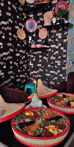 A photograph of Ethiopian food Resturant