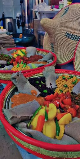 A photograph of Ethiopian food Resturant