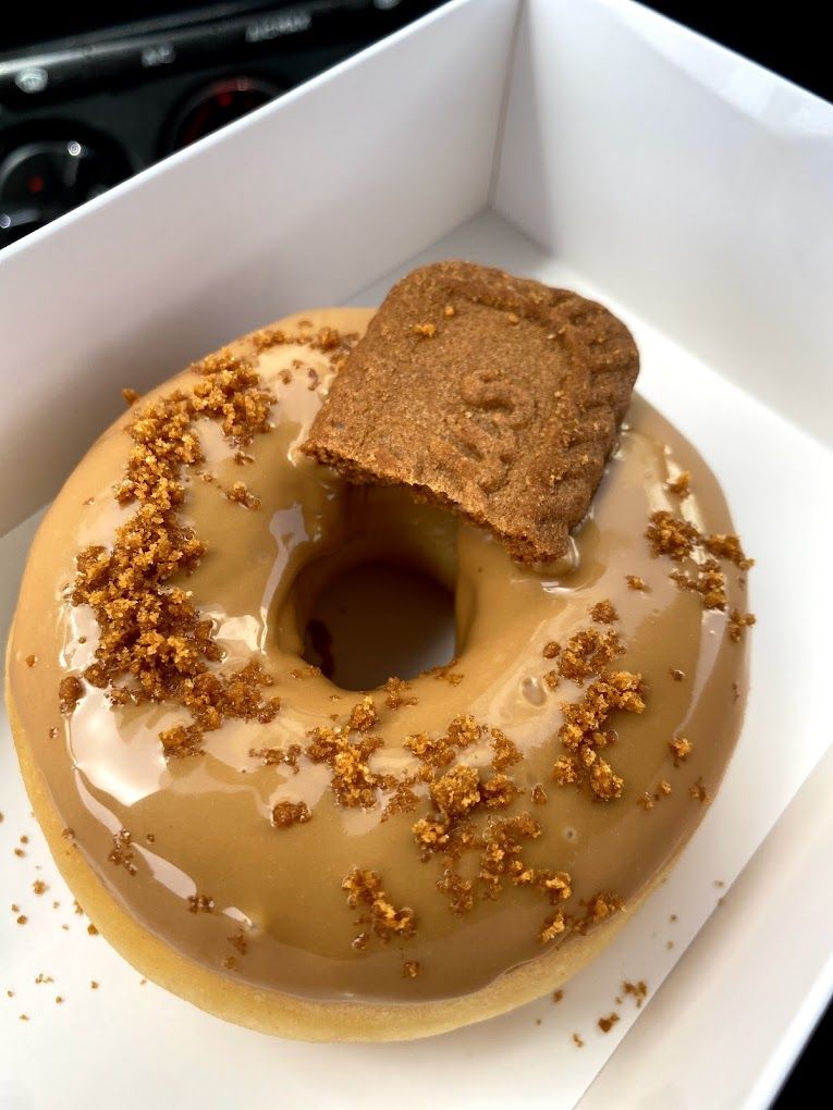 A photograph of waffle&donut