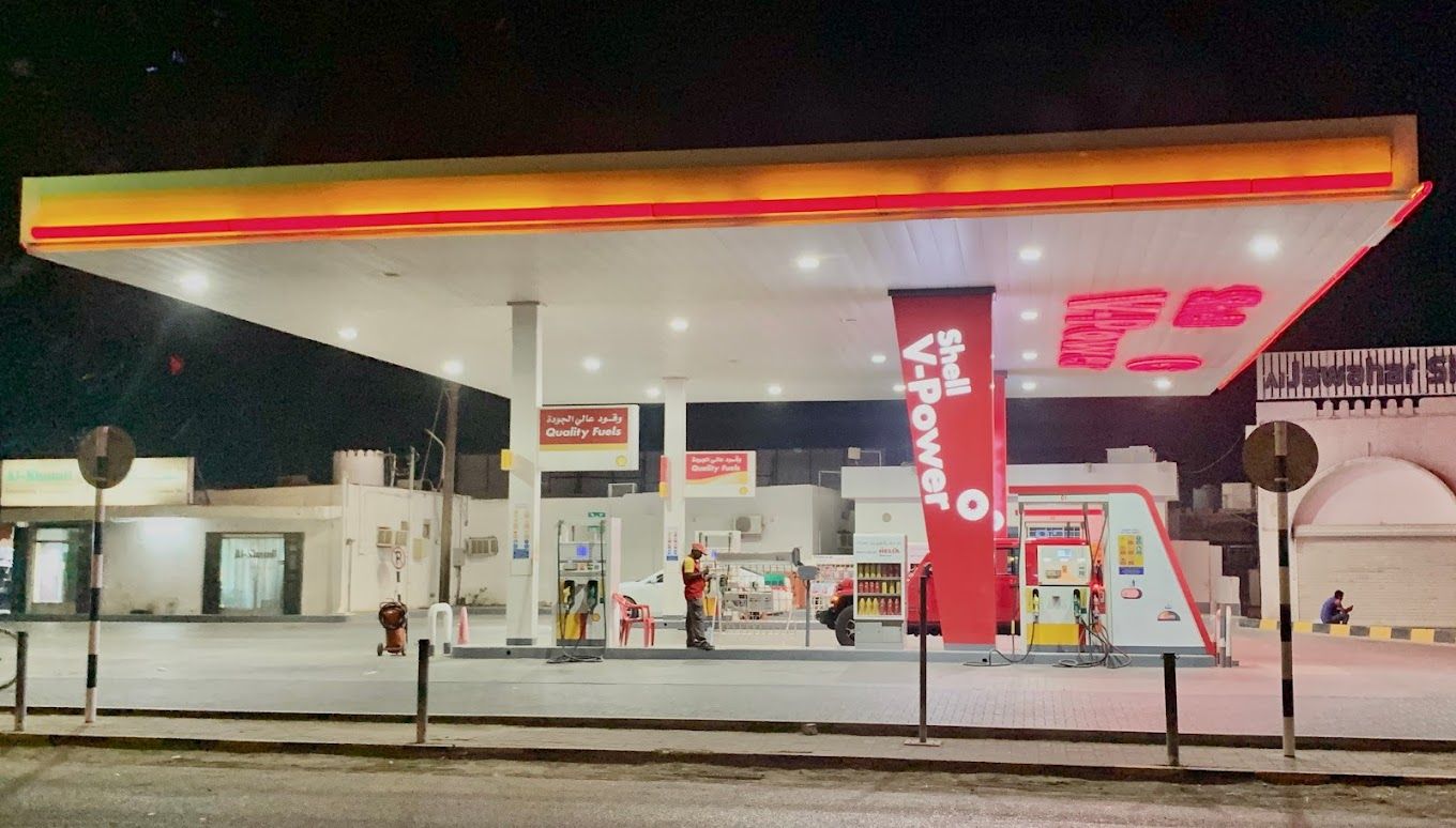 A photograph of Shell gas station